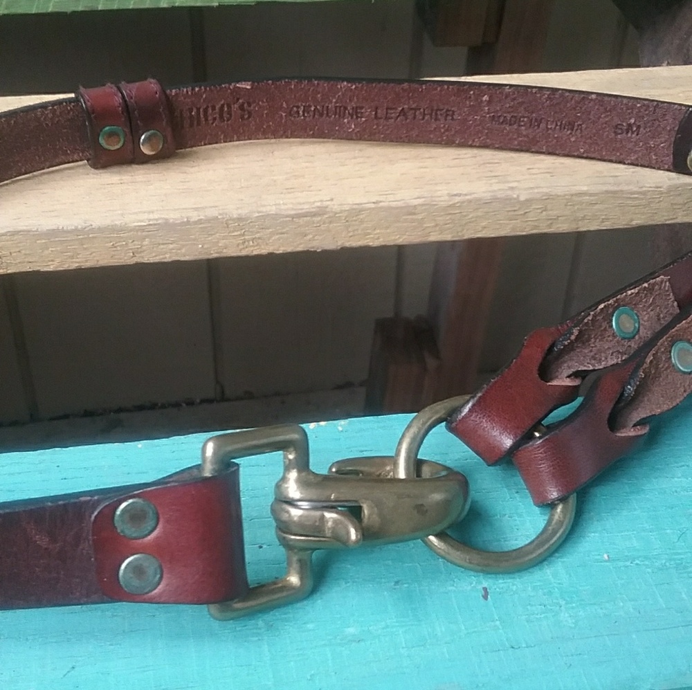 Vintage Chico's Brown Leather Hook and Clasp Belt
